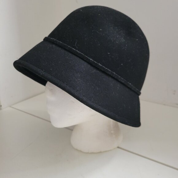 Vintage Black Wool Hat 1920's Styling bucket Hat - Picture 3 of 6